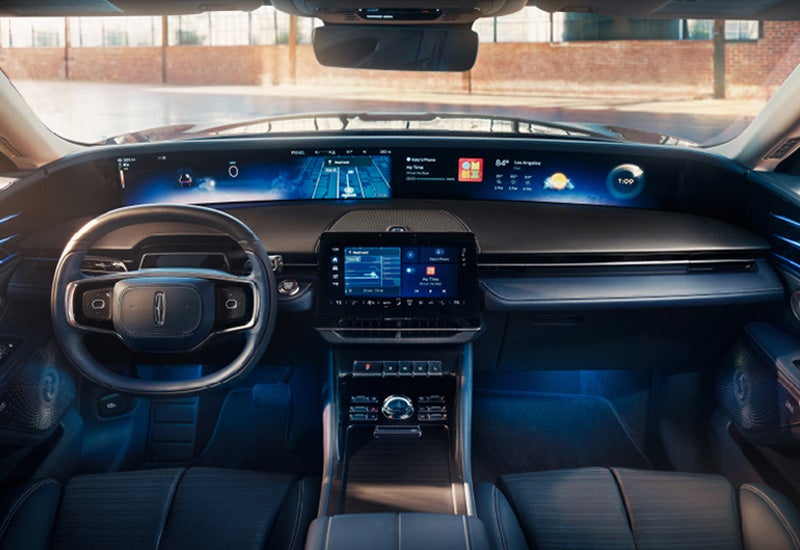A large panoramic display is shown on the dashboard of a 2024 Lincoln Nautilus® SUV | Klaben Lincoln in Kent OH